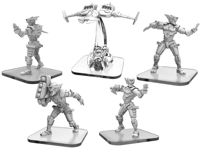Monsterpocalypse: Uber Corp International Shinobots, Shinobot Gunner, and UCI Jet Unit (Resin and White Metal)