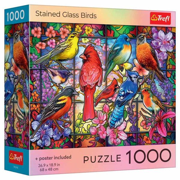 Stained Glass Birds 1000 Piece (Trefl Red)