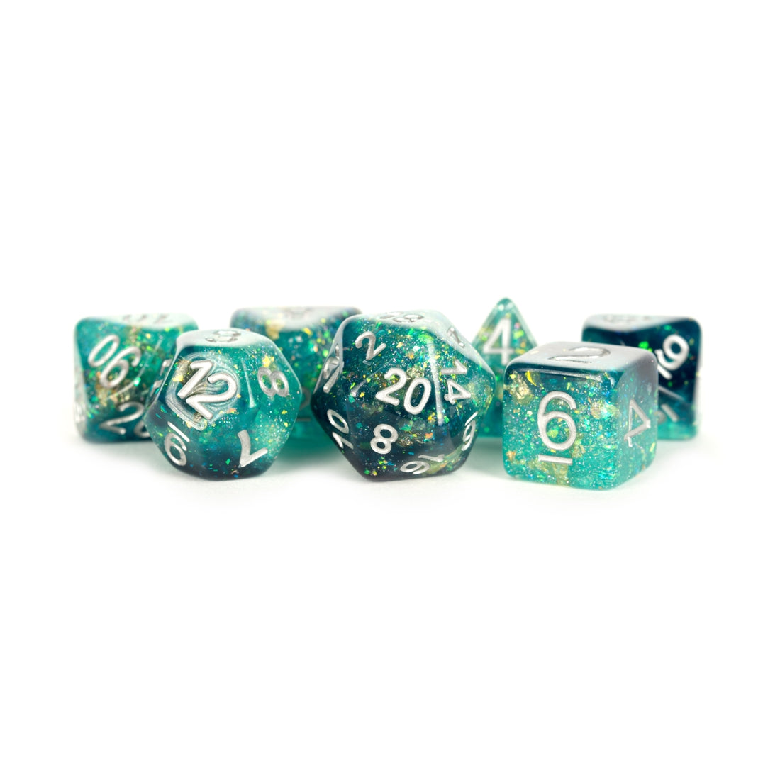 Colorful Eternal Resin Polyhedral Dice Set - Eternal Teal/Black