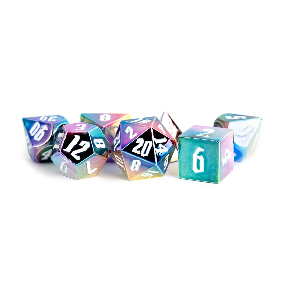 Rainbow Aegis 16mm Aluminum Plated Acrylic Poly Dice Set
