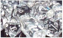 D6 -- 12Mm Translucent Dice, Clear/White; 36Ct - Boardlandia