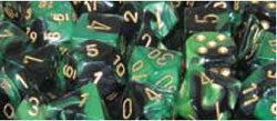 7 Dice Set - Gemini Black-Green With Gold