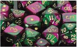 D6 -- 16Mm Gemini Dice, Green-Purple/Gold; 12Ct - Boardlandia