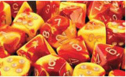 D6 -- 16Mm Gemini Dice, Red-Yellow/Silver; 12Ct - Boardlandia