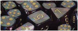 D10 Lustrous Dice, Shadow/Gold, 10Ct - Boardlandia