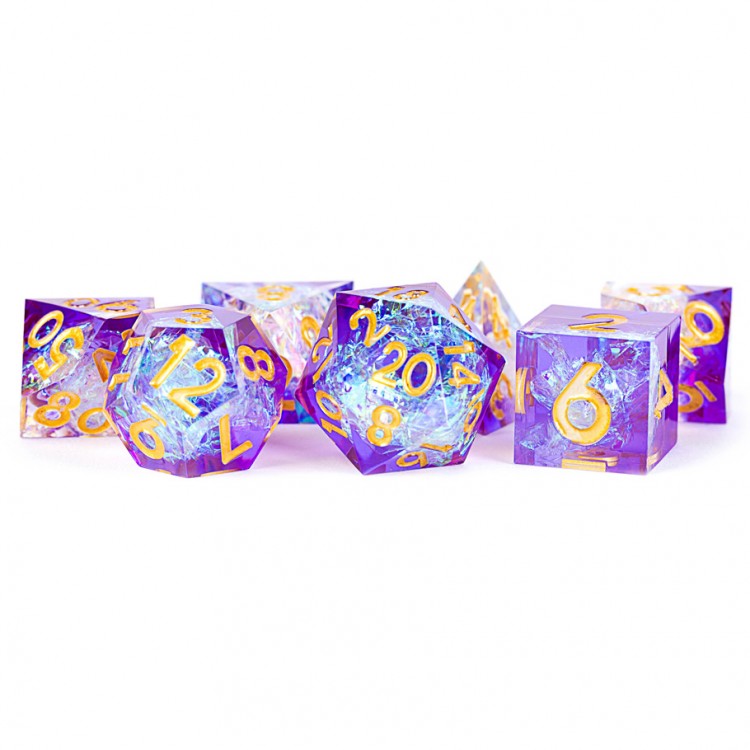 7-Set Polyhedral Sharp Edge Resin - Royal Geode