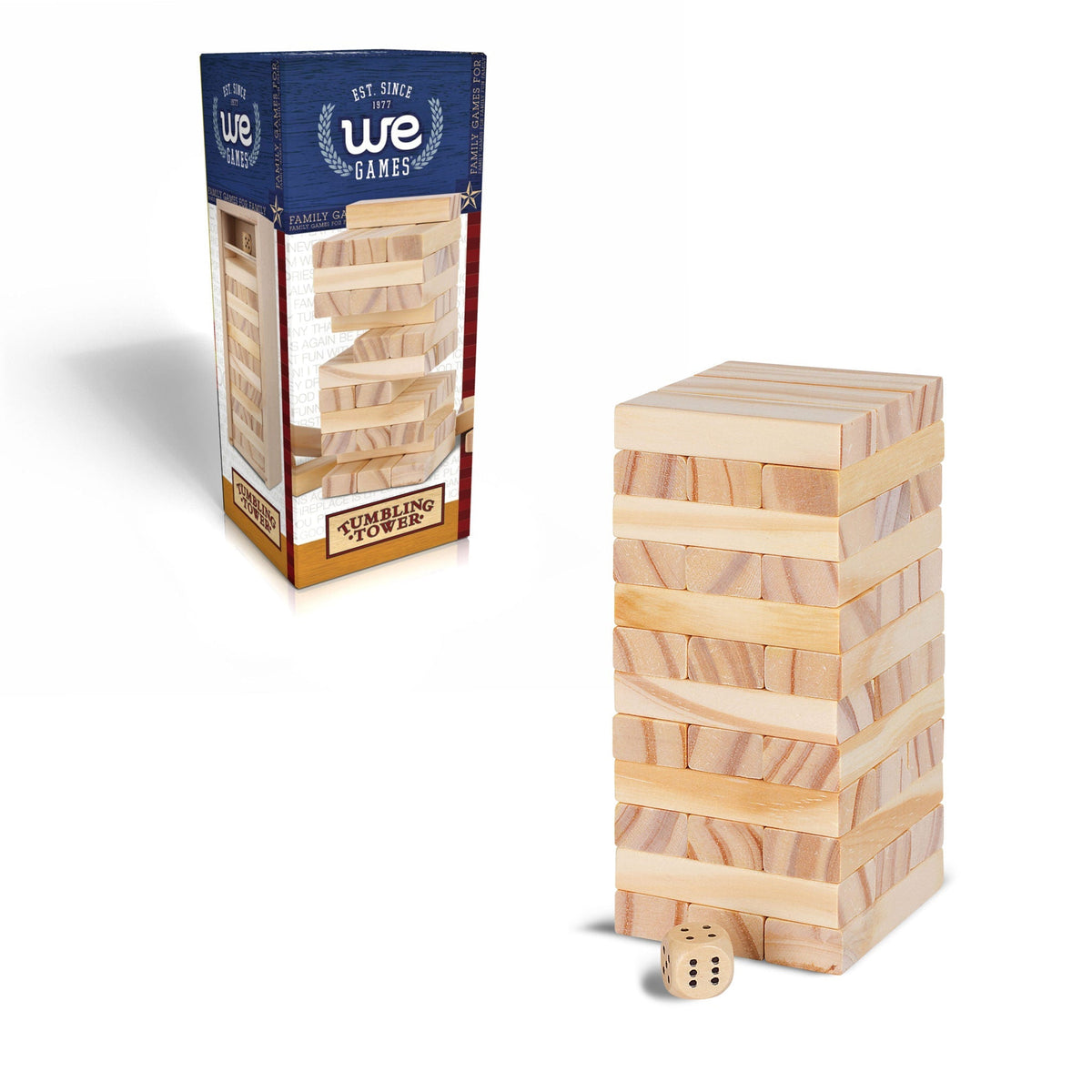 Wood Block Stacking Tower that Tumbles Down When you Play ‚¬€œ 5.5 inches tall
