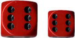 D6 -- 12Mm Opaque Dice, Red/Black, 36Ct - Boardlandia