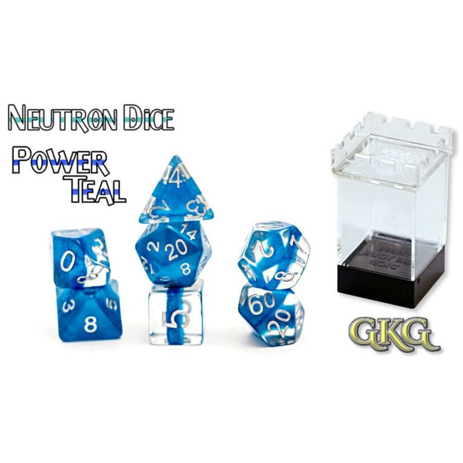 Neutron Dice: Power Teal - 7 Dice Polyhedral Set
