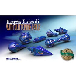 Polyhero Dice: Wizard Set - Lapis Lazuli With Glittering Gold - Boardlandia