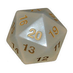Jumbo Countdown Dice 55Mm D20 Transparent Pearl/Gold - Boardlandia