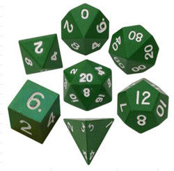 Dice Set - 7 Count 16Mm Painted Green Metallic - Boardlandia