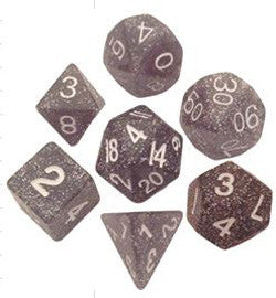 Dice Set - 7 Count 16Mm Black Glitter - Boardlandia
