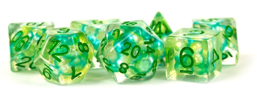 7 Count Dice Poly Set: Resin Pearl Sea Foam