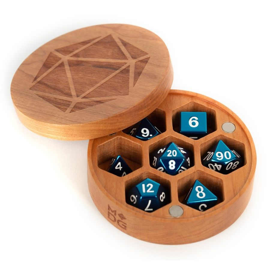 Premium Wood Round Dice Chest: Cherry