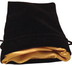 4"X6" BLACK VELVET DICE BAG WITH GOLD SATIN LINING