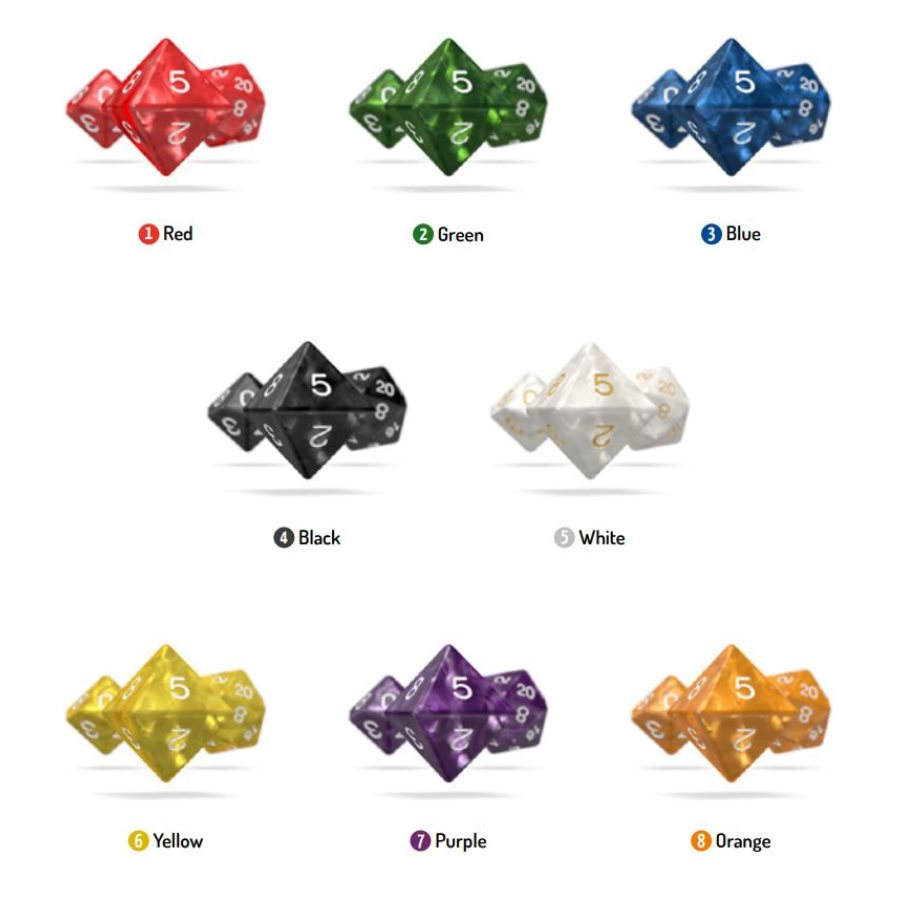 Oakie Doakie Dice - Polyhedral RPG Set - Marble White