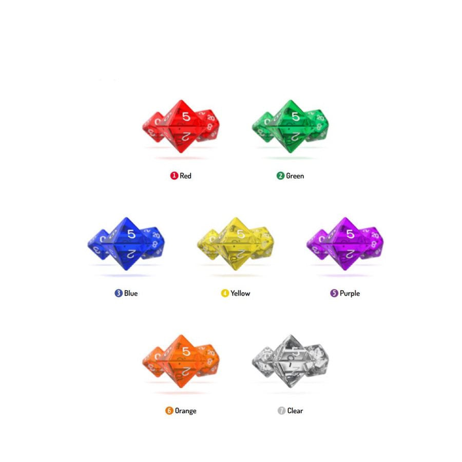 Oakie Doakie Dice - Polyhedral RPG Set - Translucent Orange