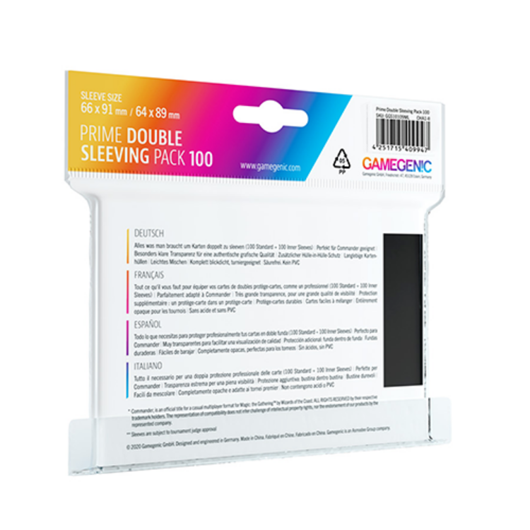 Prime Card Sleeves: Double Sleeving Pack 100 Black