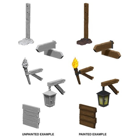 WizKids Deep Cuts Unpainted Miniatures: Signs and Lights