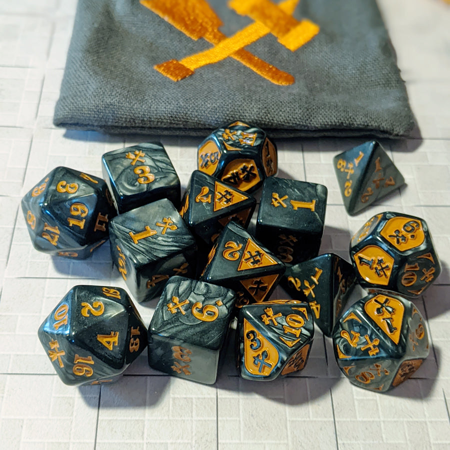Bludgeoning Damage - Acrylic, Marble/Copper (14) Dice