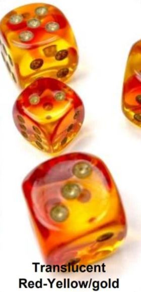 16MM 12CT D6 Block - Gemini Translucent Red-Yellow/Gold