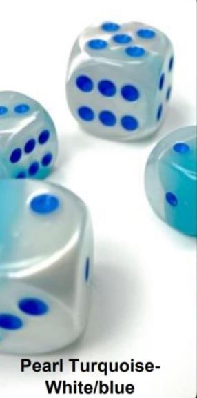 16MM 12CT D6 Block - Gemini Pearl Turquoise-White/Blue Luminary