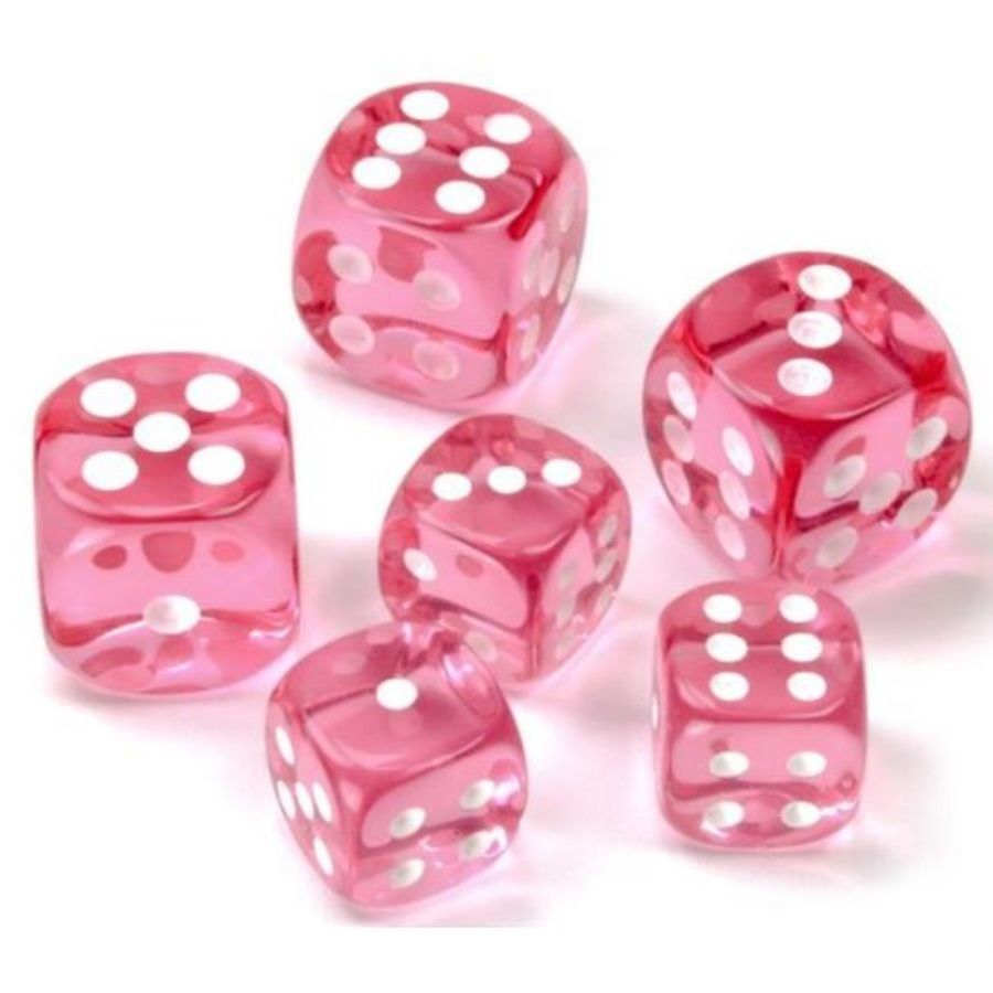 Chessex - 12mm d6 dice block 36 dice pink/white