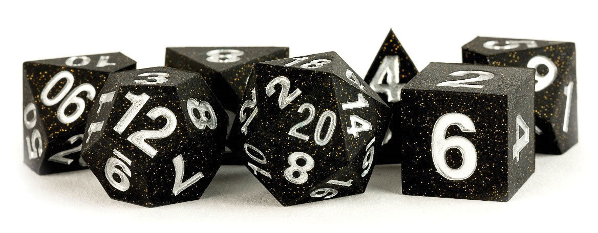 16mm Sharp Edge Silicone Rubber Poly Dice Set - Gold Scatter