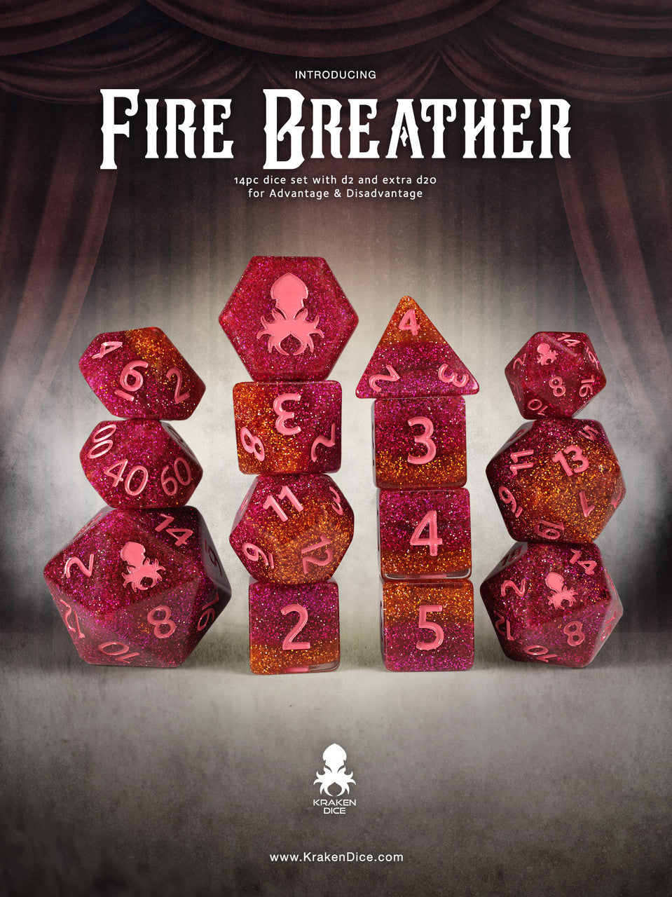 Skip to product information Fire Breather 14pc Dice Set Inked in Red