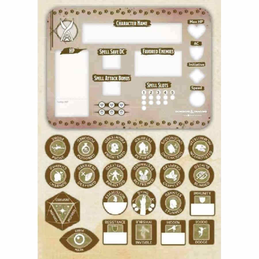 Dungeons & Dragons Token Set: Ranger (Player Board and 22 Tokens)