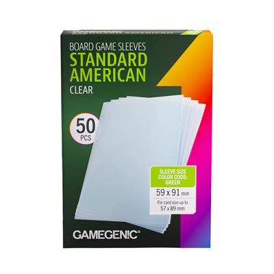 Standard American-Sized Boardgame Sleeves Clear 59 x 91 mm
