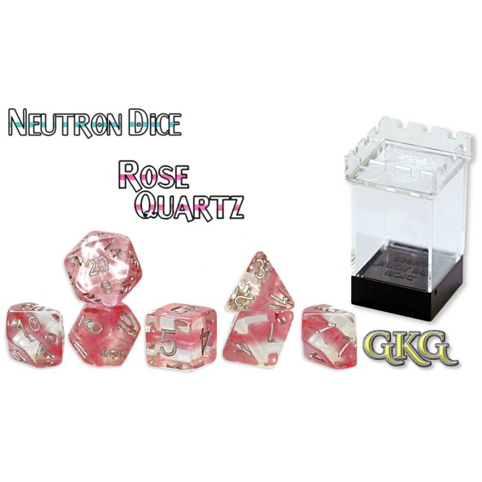 Neutron Dice: Rose Quartz - 7 Dice Polyhedral Set