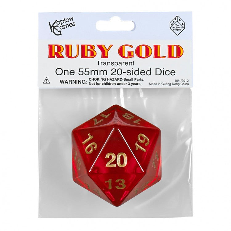 Ruby Gold Countdown Dice 55Mm D20