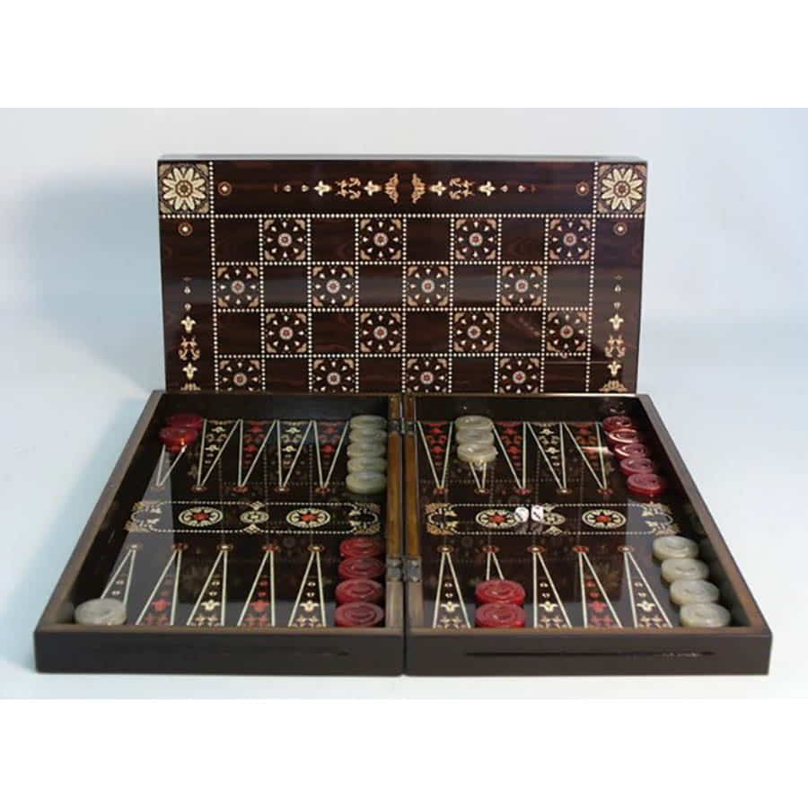 Backgammon - Flowered Decoupage Backgammon with Chessboard Back, 19"