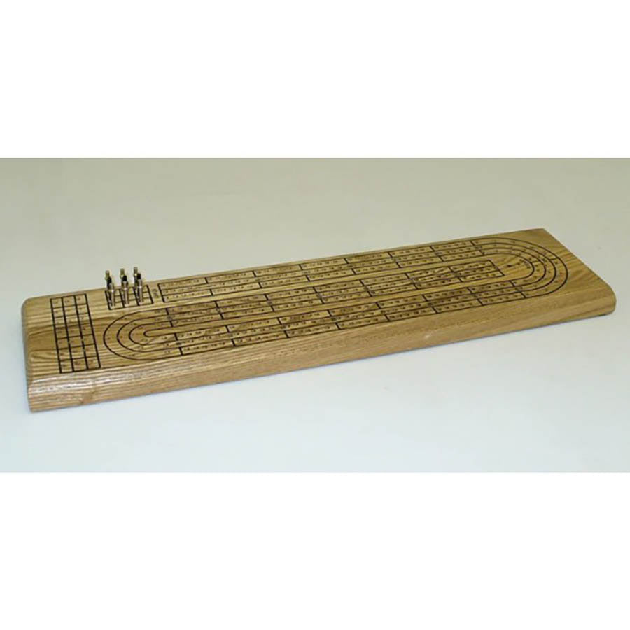 Cribbage - Three-Player Oak Continuous Track Cribbage