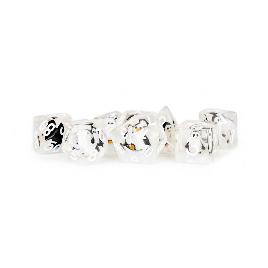 7 Count Resin Dice Poly Set 16mm - Penguin Dice