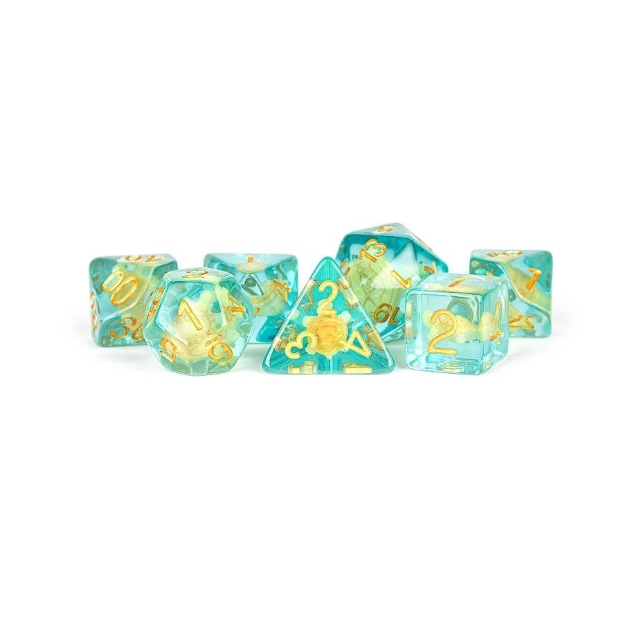 7 Count Resin Dice Poly Set 16mm - Turtle Dice