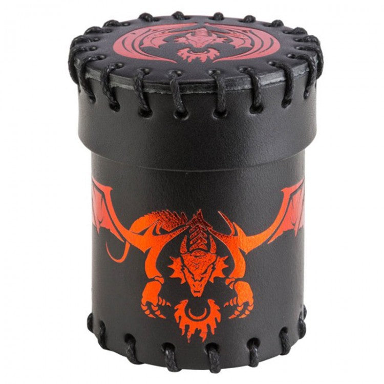 Flying Dragon Leather Dice Cup - Black and Red