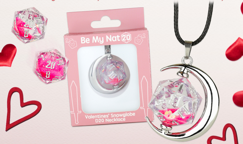 Valentines' Snowglobe D20 Necklace