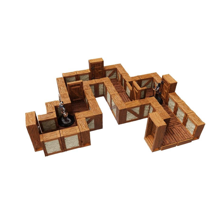 Warlock Tiles - Town and Village Tiles Expansion - One Inch Town and Village Straight Walls