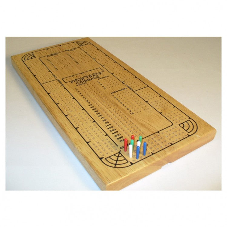 4 Track Cribbage Board with Plastic Pegs