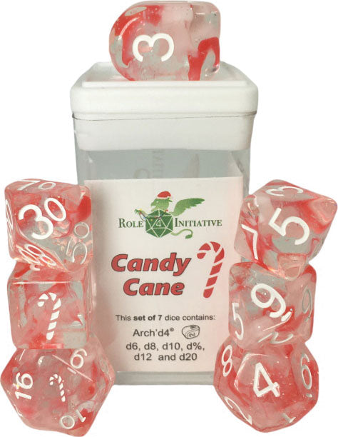 Polyhedral Dice: Diffusion Candy Cane Set of 7