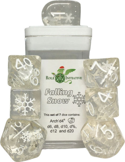 Polyhedral Dice: Diffusion Falling Snow Set of 7