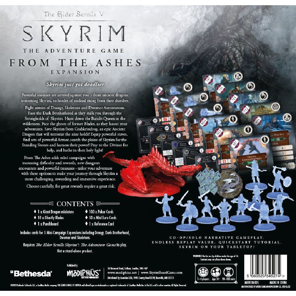 Elder Scrolls - Skyrim - Adventure Board Game - From the Ashes Expansion