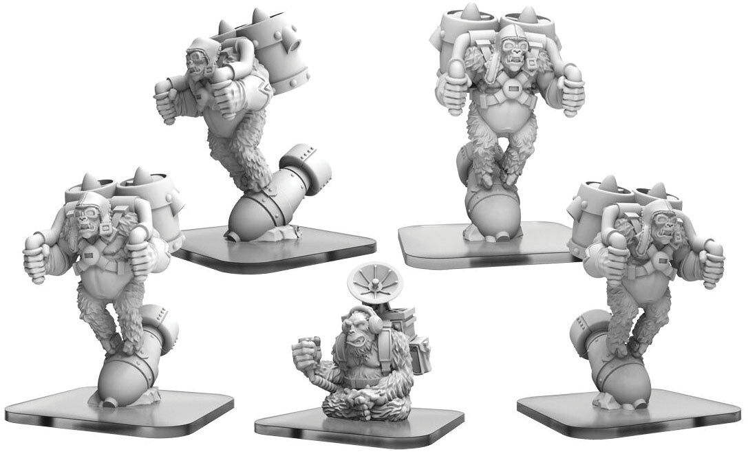 Monsterpocalypse: Empire of the Apes Ape Bombers & Command Ape Units (White Metal)