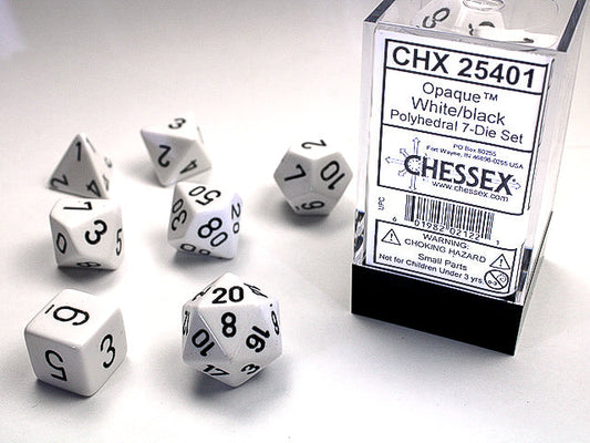 White / Black Opaque Chessex Chessex Dice: 7 Die Set White / Black Opaque