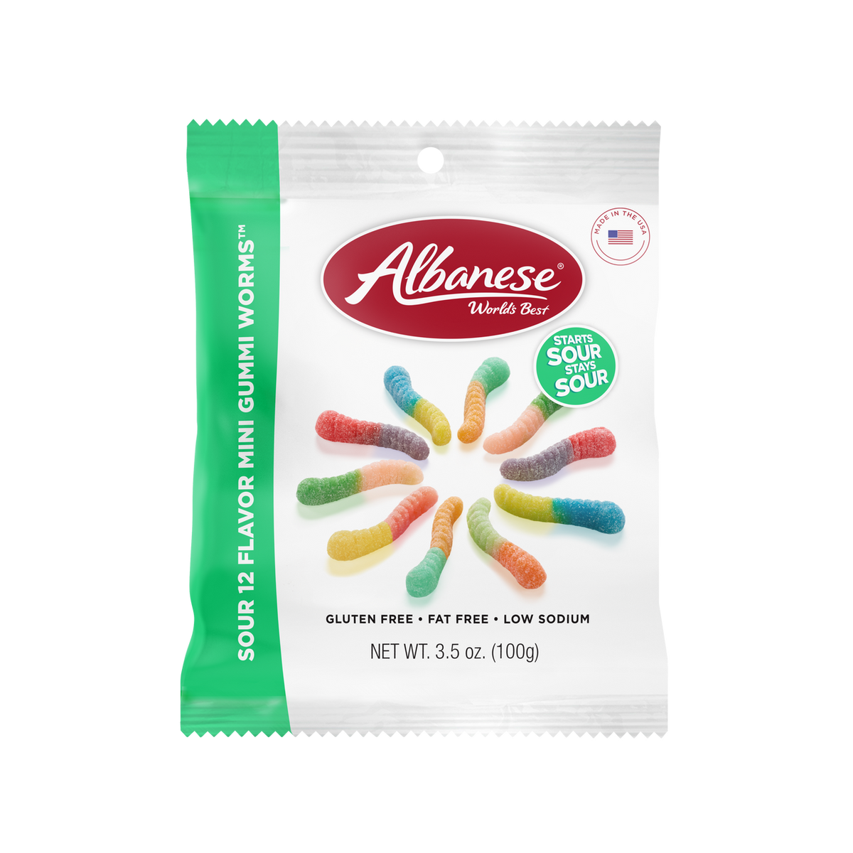 Sour 12 Flavor Gummi Worms®, 3.5oz Peg Bag