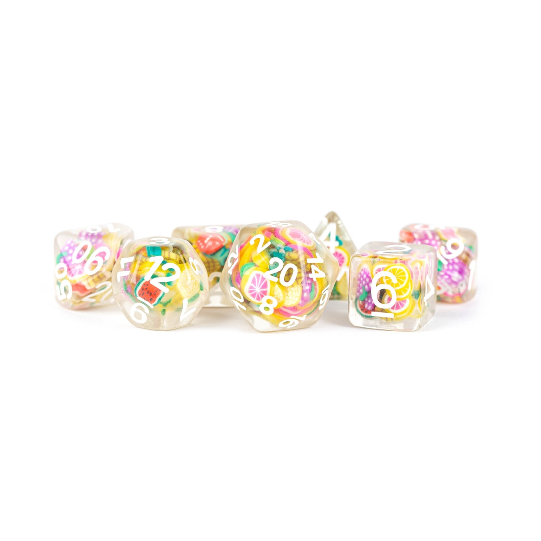 Inclusion Dice Resin Dice Sets - Fruit