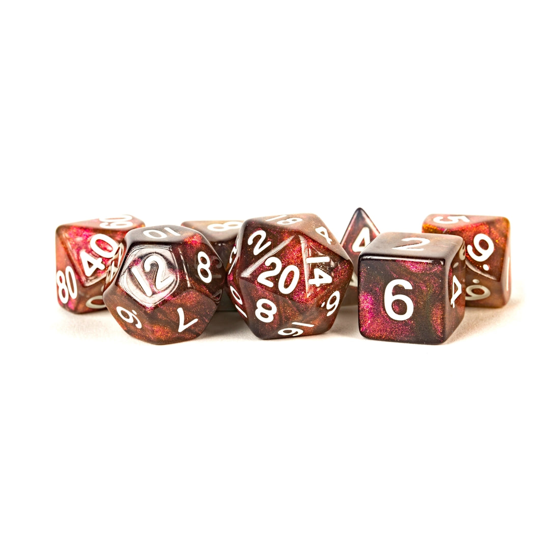 Stardust Acrylic Polyhedral Dice - Supervolcano